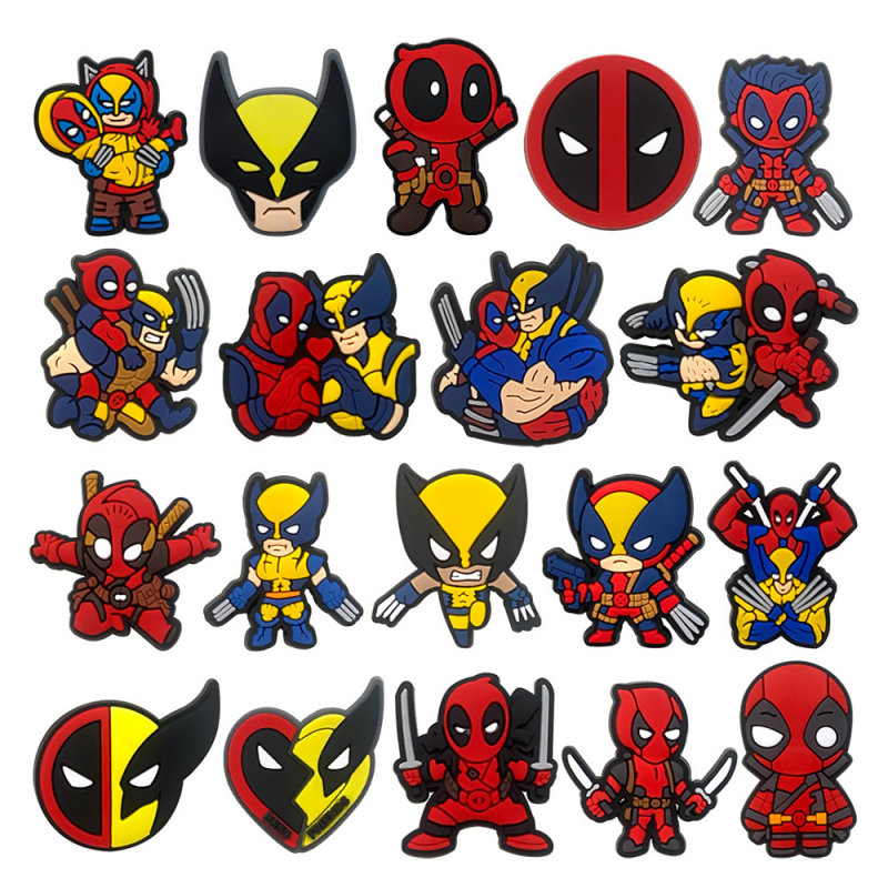 Deadpool и Wolverine: аксесоари за обувки с цветя в Crocs стил — карикатурни сладки цветни закопчалки