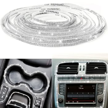 Многоцветна двойно ред дълга 5 м лента с кристални камъни и верига за DIY украса на автомобилен интериор и облекло, аксесоари за бижута