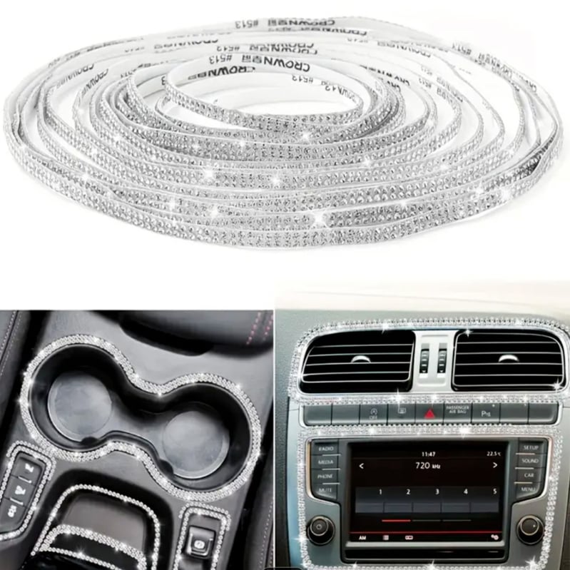 Многоцветна двойно ред дълга 5 м лента с кристални камъни и верига за DIY украса на автомобилен интериор и облекло, аксесоари за бижута