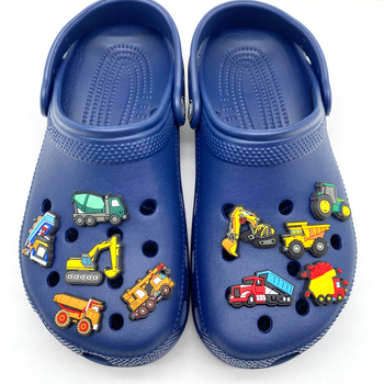Комплект аксесоари Crocs: цветя за обувки, DIY части, PVC меки гумени закопчалки, тема екскаватор