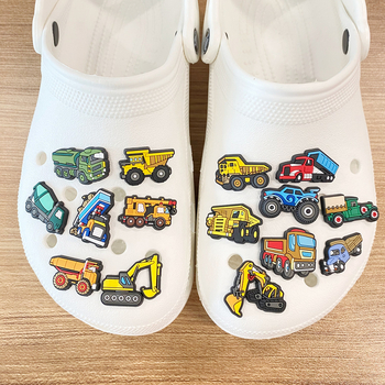 Комплект аксесоари Crocs: цветя за обувки, DIY части, PVC меки гумени закопчалки, тема екскаватор
