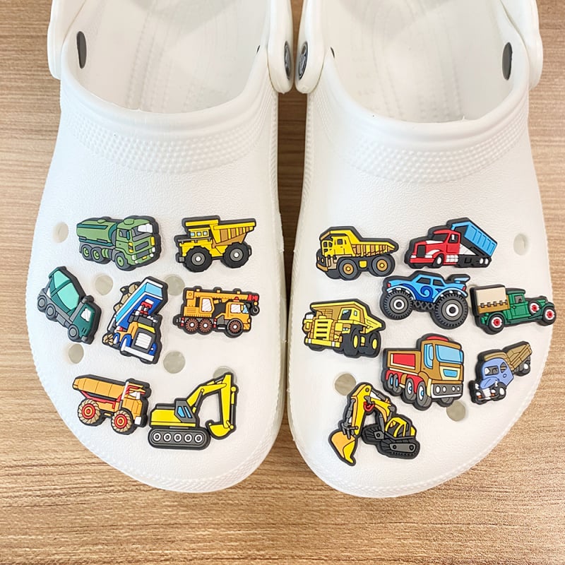 Комплект аксесоари Crocs: цветя за обувки, DIY части, PVC меки гумени закопчалки, тема екскаватор