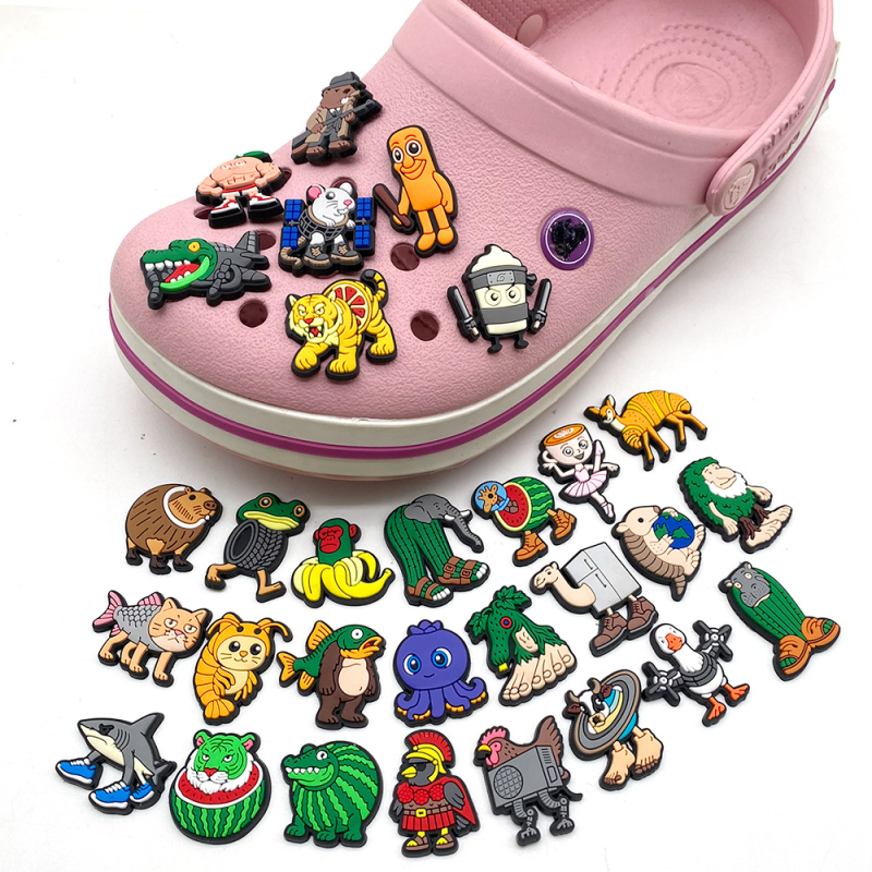 Комплект аксесоари за обувки с цветя в стил Shanhaijing, за мека PVC гума сабо Crocs стил – цветя и катарами, аниме дизайн