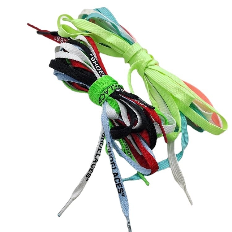 8 мм широки цветни полиестерни ленти, жакардово тъкани, с прост отпечатан надпис – шнурки за обувки, колан и лента за шапка