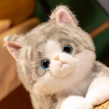 Settutu лежащо котенце плюшена играчка, сладка котешка кукла, реалистично коте, подарък за рожден ден
