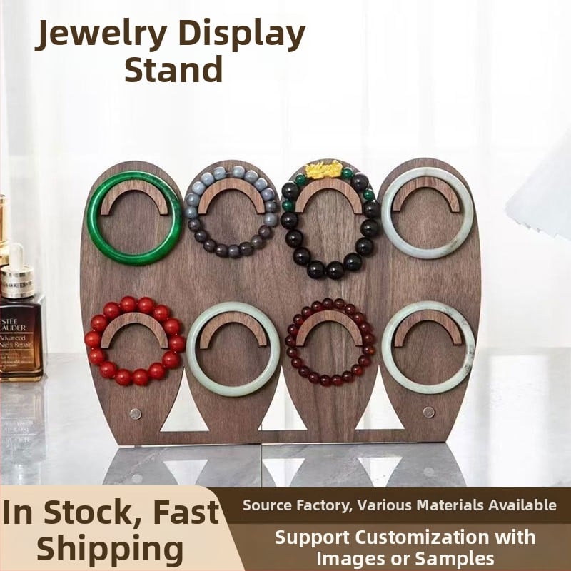 Дървен стенд за бижута и гривни, настолен двуетажен дисплей с елегантен дизайн