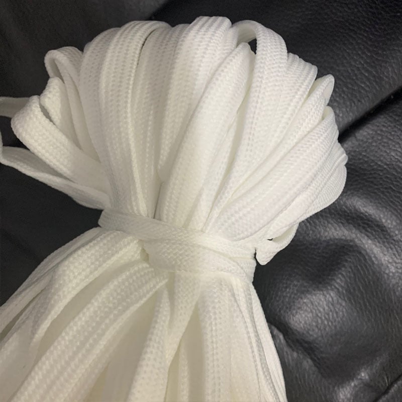 4 șireturi plate dublu-strat, groase, negre și albe, poliester, lungime 80 cm, lot 1000 de bucăți