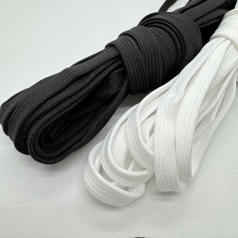 4 șireturi plate dublu-strat, groase, negre și albe, poliester, lungime 80 cm, lot 1000 de bucăți