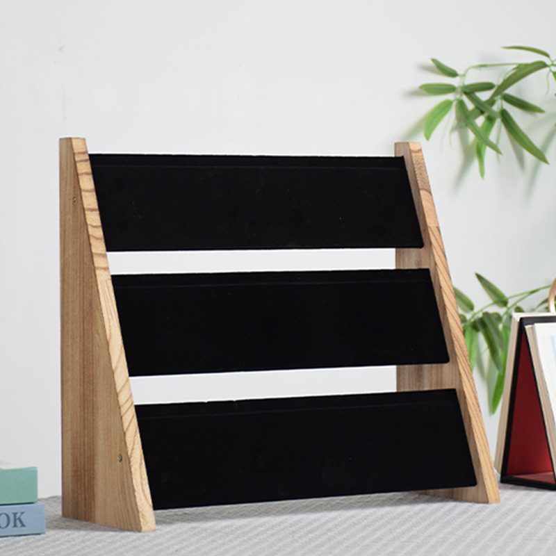 Дървен настолен държач за бижута с три нива – за огърлици, висулки, гривни и обеци