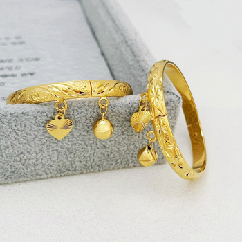 Унисекс детска гривна с камбанка и звезда, позлатена медна сплав, корейски стил, подарък за рожден ден