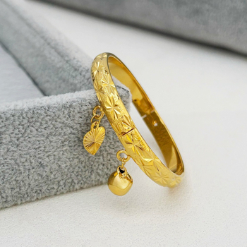 Унисекс детска гривна с камбанка и звезда, позлатена медна сплав, корейски стил, подарък за рожден ден