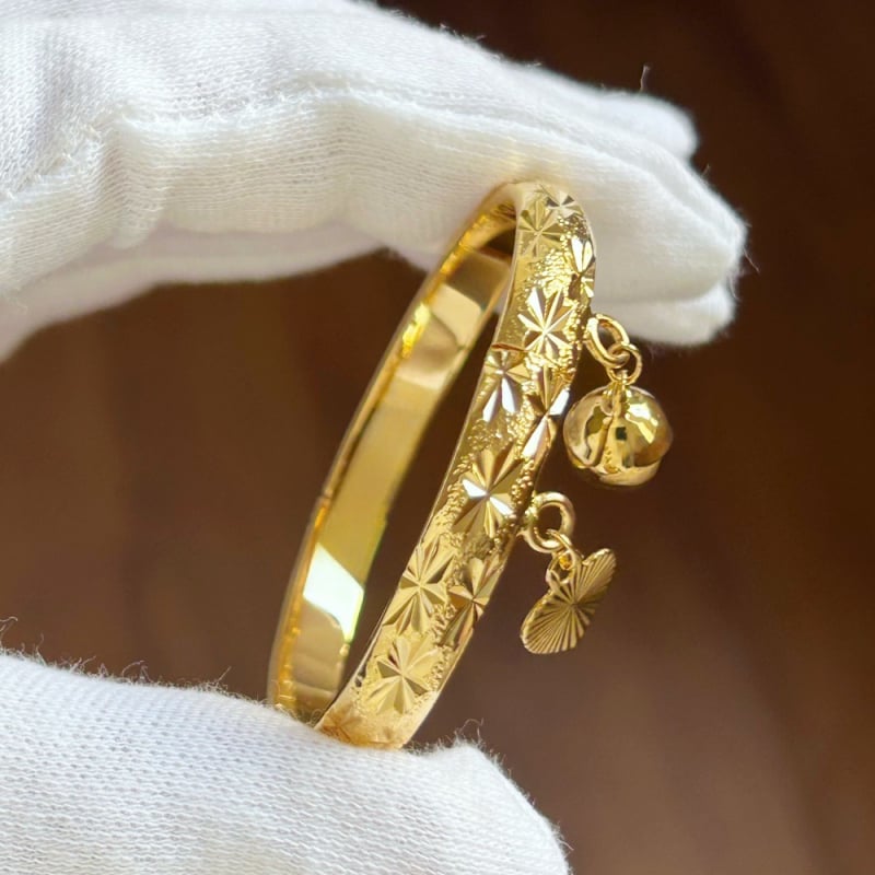 Унисекс детска гривна с камбанка и звезда, позлатена медна сплав, корейски стил, подарък за рожден ден