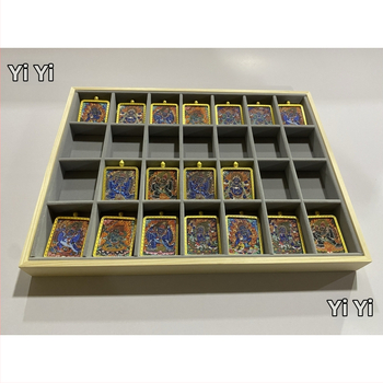 40×30 cm veľká krabička na Thangka so Zakiram Buddha zbierkou na výstavu, stojan na náhrdelníky s 28 priehradkami