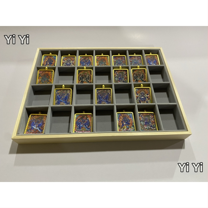 40×30 cm veľká krabička na Thangka so Zakiram Buddha zbierkou na výstavu, stojan na náhrdelníky s 28 priehradkami