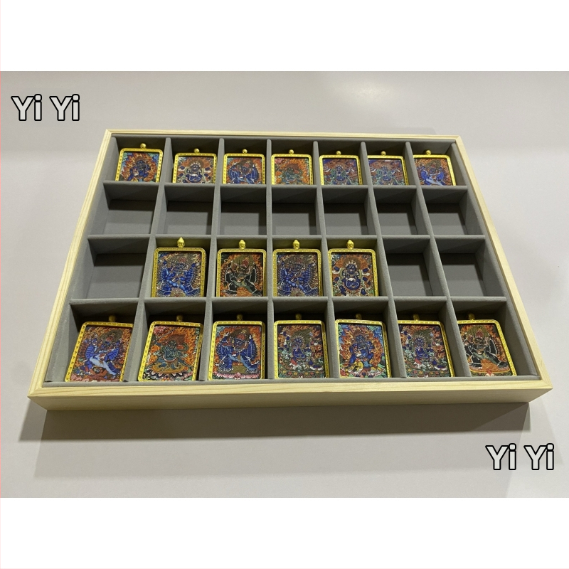 40×30 cm veľká krabička na Thangka so Zakiram Buddha zbierkou na výstavu, stojan na náhrdelníky s 28 priehradkami