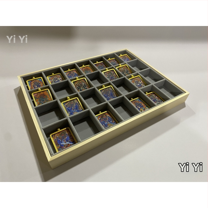 40×30 cm veľká krabička na Thangka so Zakiram Buddha zbierkou na výstavu, stojan na náhrdelníky s 28 priehradkami