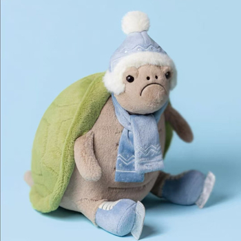 Timmy Turtle - плюшена успокояваща играчка за деца с зимна ски тематика и коледна атмосфера