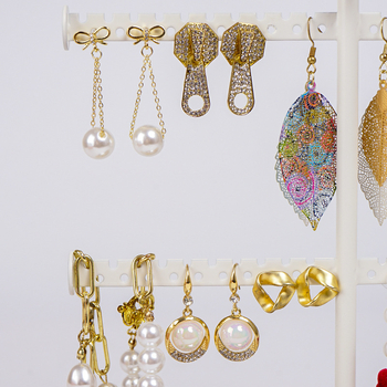 Телескопична елипсовидна поставка за бижута с огледална повърхност – дисплей за гривни и колиета, с регулируемо съхранение