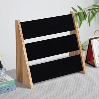 Дървена витрина за бижута за показване на колие, гривна и обеци, трислойна настолна подставка