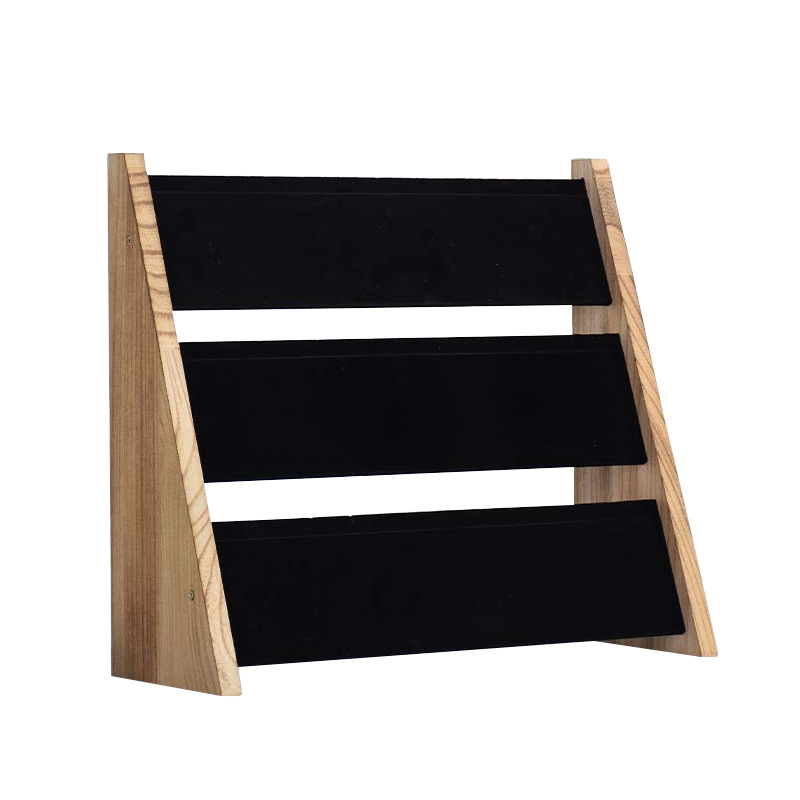 Дървена витрина за бижута за показване на колие, гривна и обеци, трислойна настолна подставка