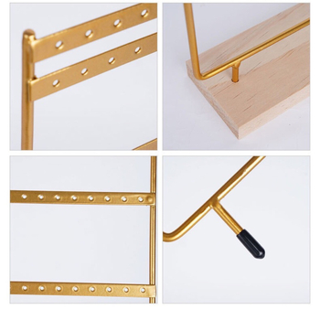 Десктоп държач за бижута, четиристепен метален дисплей за обици и клипсове