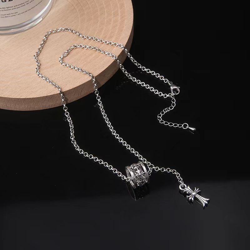 Висулка с кръст върху колие за ключица с кръгло звено, нишов дизайн, усещане за висок клас, минималистично и универсално модно колие