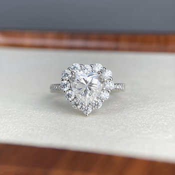 2 карата сърцевиден Moissanite пръстен от 925 сребро, 8x8 мм — Heart Sea, дамски елегантен пръстен за предложение