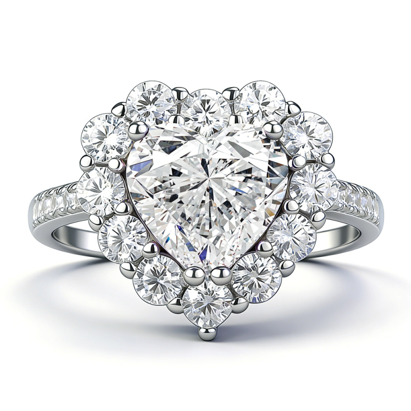 2 карата сърцевиден Moissanite пръстен от 925 сребро, 8x8 мм — Heart Sea, дамски елегантен пръстен за предложение