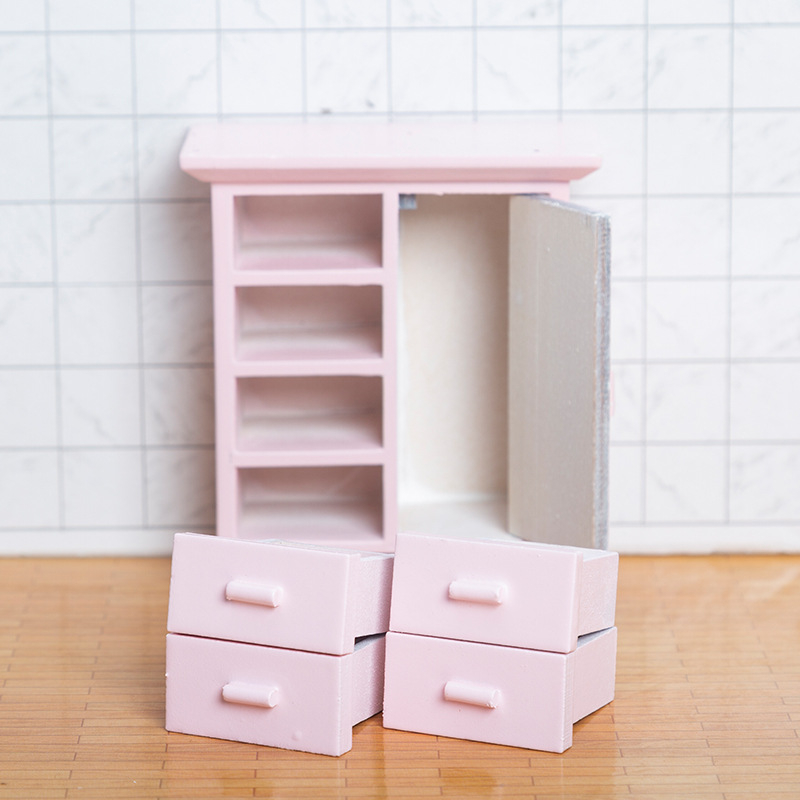 DIY къща за кукли 1:12 миниатюрна мебелировка: една врата и четири шкафчета, дървени декоративни изделия