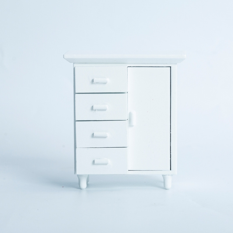 DIY къща за кукли 1:12 миниатюрна мебелировка: една врата и четири шкафчета, дървени декоративни изделия