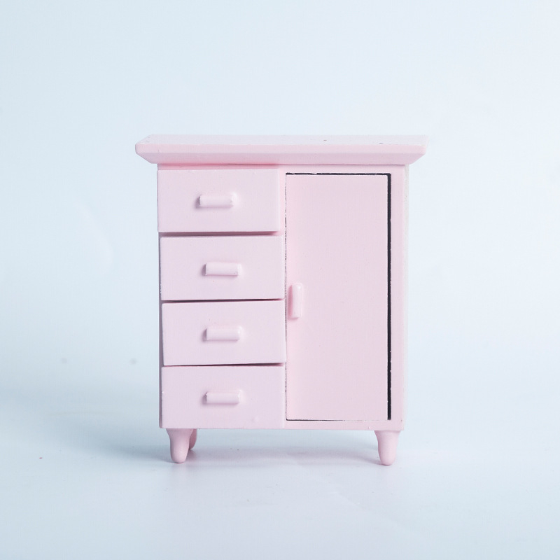 DIY къща за кукли 1:12 миниатюрна мебелировка: една врата и четири шкафчета, дървени декоративни изделия