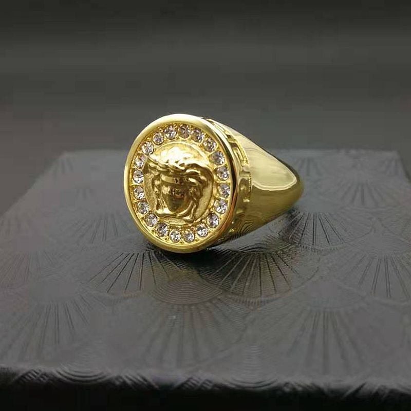 Unisex prsten inspiriran antičkom grčkom mitologijom, titan čelik, zlatno premazan vakuumskim premazom, hip-hop stil.