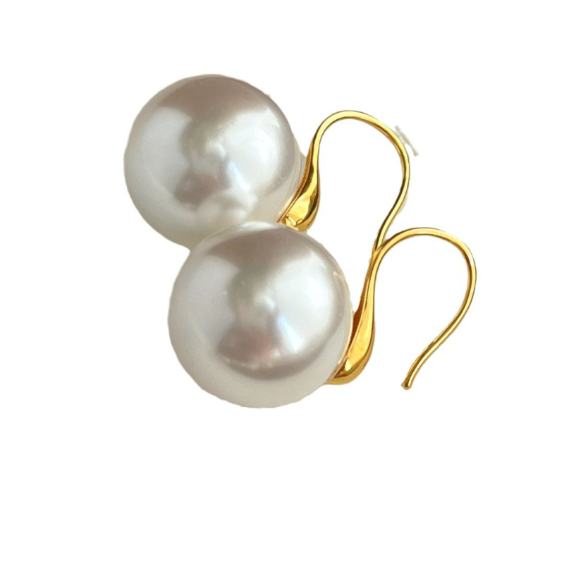 Naušnice od srebra 925 s prirodnim perlama promjera 16 mm, kineski inspiriran vintage stil
