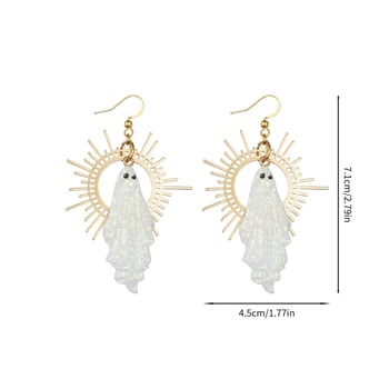 Μπρούντζινα γοτθικά σκουλαρίκια με φάντασμα, χειροποίητα, ρητίνη, γοτκ πανκ στυλ, εμπνευσμένα από το Χάλογουιν