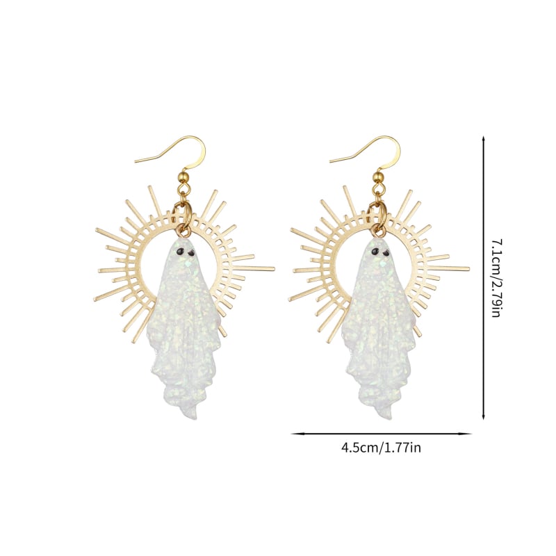 Μπρούντζινα γοτθικά σκουλαρίκια με φάντασμα, χειροποίητα, ρητίνη, γοτκ πανκ στυλ, εμπνευσμένα από το Χάλογουιν