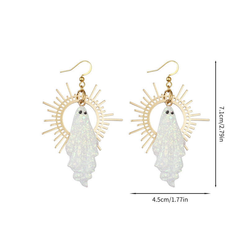 Μπρούντζινα γοτθικά σκουλαρίκια με φάντασμα, χειροποίητα, ρητίνη, γοτκ πανκ στυλ, εμπνευσμένα από το Χάλογουιν