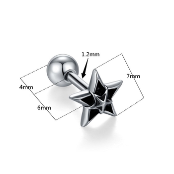 Nerđajući čelik mini naušnice s petokrakom zvijezdom, geometrijski stil, unisex