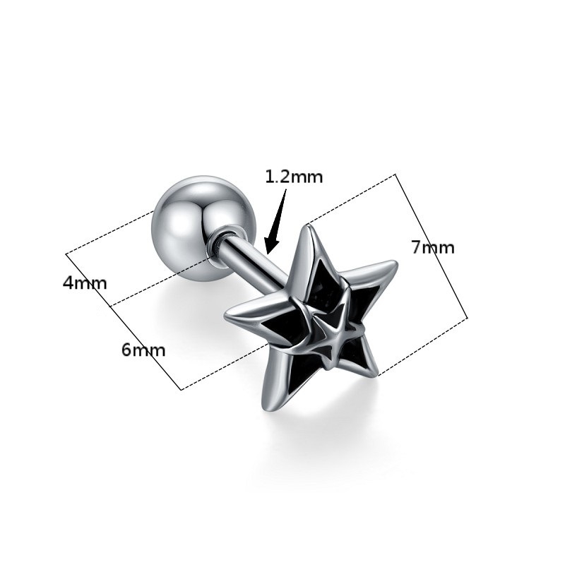 Nerđajući čelik mini naušnice s petokrakom zvijezdom, geometrijski stil, unisex