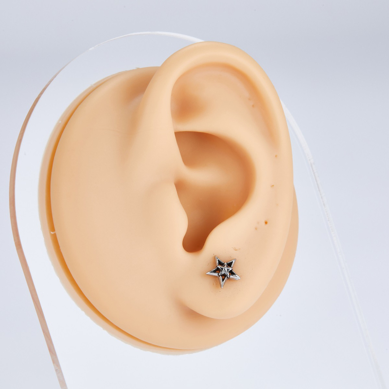 Nerđajući čelik mini naušnice s petokrakom zvijezdom, geometrijski stil, unisex