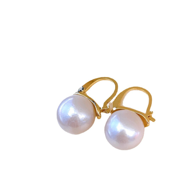 Prirodne slatkovodne biserne naušnice, 9–10 mm, sa srebrnim postom, elegantne i svestrane za žene