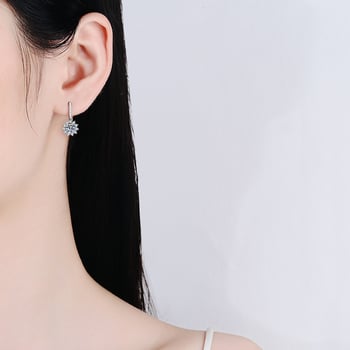 Σκουλαρίκια κρεμαστά από ασήμι 925 σε σχήμα ηλίανθου με πολύχρωμο μοισσανίτη για γυναίκες