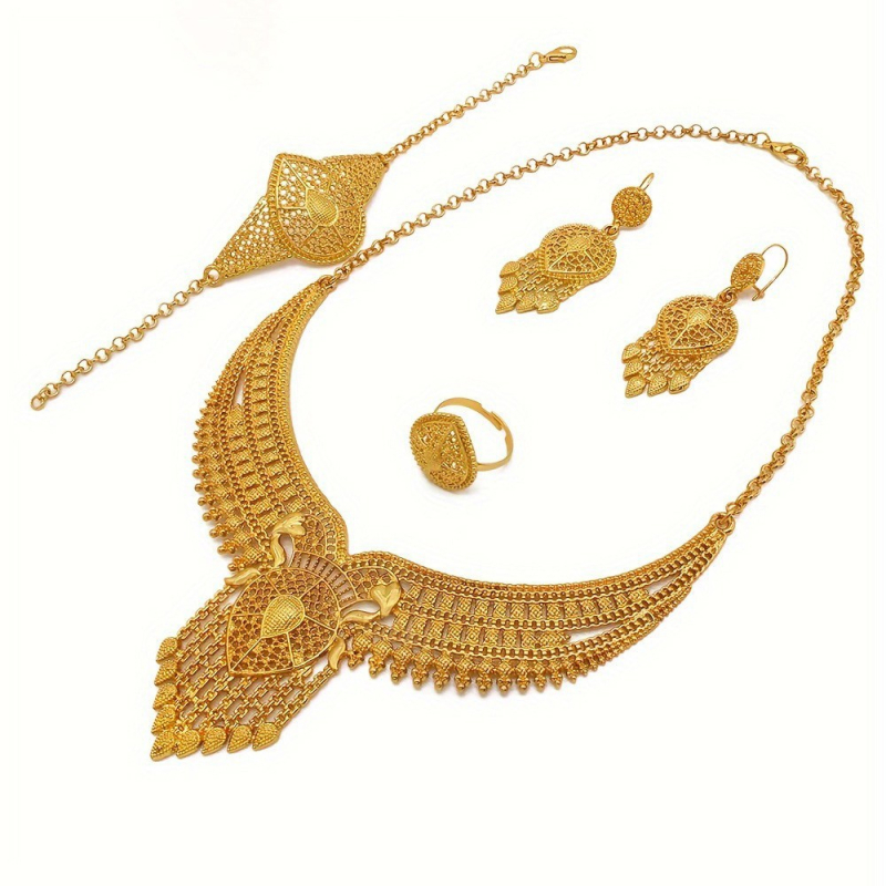 CADILO Ženski set nakita od četiri komada – pozlaćeni, elegantan vjenčani stil