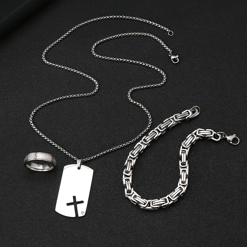Set nakita: ogrlica s križem i narukvica s imperijalnim lancem, privjesak od titan čelika i nehrđajućeg čelika, unisex, hip-hop stil