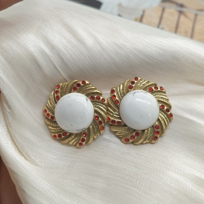 Винтидж стил, обеци с естествени камъни, 925 сребърен щифт, висока изработка, лек лукс