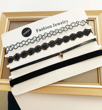 Gotički choker od legure s lancem za ključnicu, kratka ogrlica s kugličnim lancem, Velvet Collar serija
