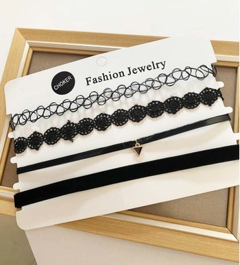 Gotički choker od legure s lancem za ključnicu, kratka ogrlica s kugličnim lancem, Velvet Collar serija