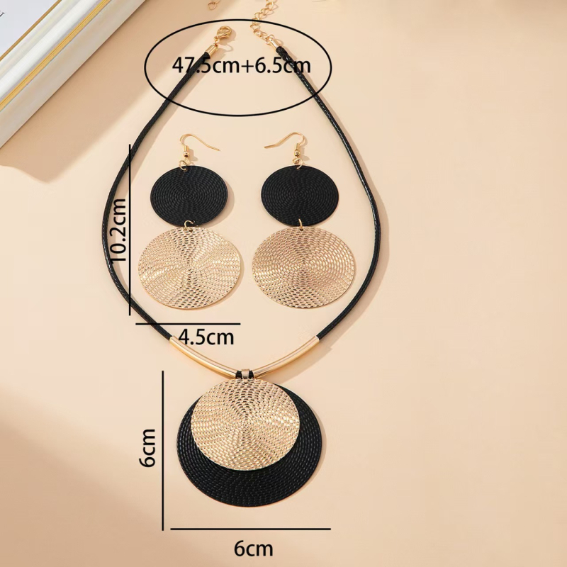 Geometrijski metalni set naušnica i ogrlice, dugi, elegantni i svestrani za svakodnevnu upotrebu
