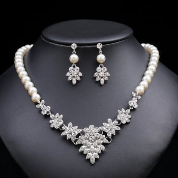 Комплект перлено колие и обици за булка – изискан дизайн, лек лукс