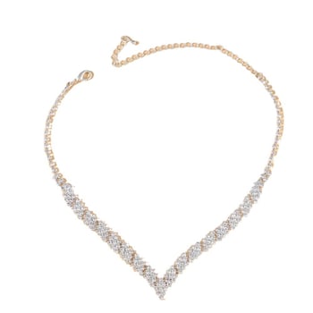 2025 Нов комплект бижута за сватба: огърлица и обеци с пълни диаманти, стилни сватбени аксесоари