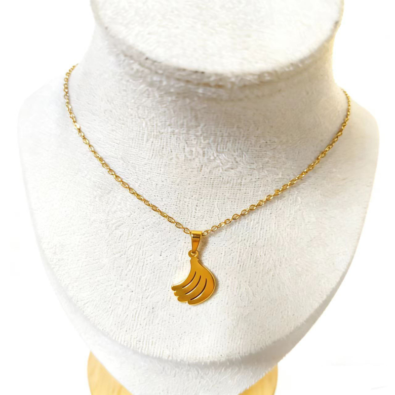 Детски комплект бижута от неръждаема стомана: колие, гривна и обеци с бананов мотив, модерен стил